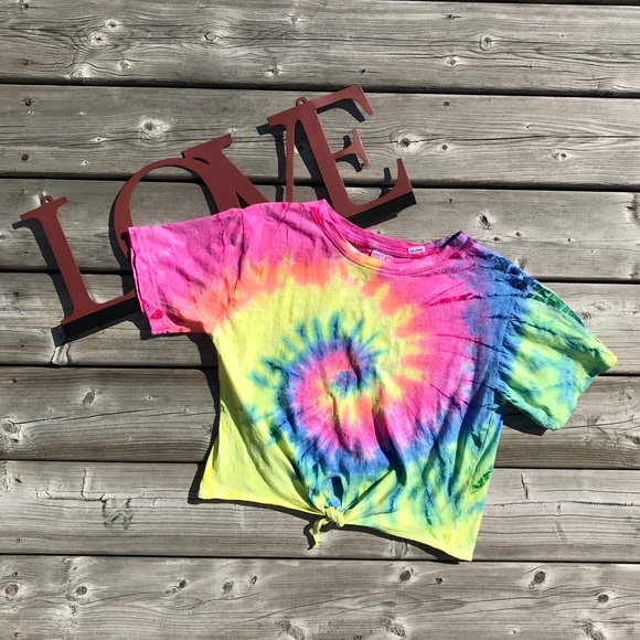 Exist Tops - Exist Tie-dye Cotton Short Sleeve Crop Top